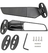 Qiilu Motorcycle Wing Mirror, 2PCS Motorcycle Rearview Mirrors Wind Wing Adjustable Rotating Side...