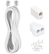 Long Telephone Extension Cord 33 FT(10m), White, Phone Cable Line Wire with Standard RJ11 Plug, 1...