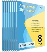 Acrylic Sign Holder 8.5 X 11 inch Wall Mount, 8-Pack Clear Plastic Paper Sign Holder with 3M Tape...