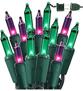 BrizLabs Purple & Green Halloween Lights, 69.6ft 300 Count Halloween String Lights Connectable, I...