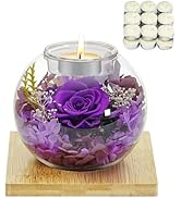Birthday Gifts for Women Preserved Flowers in Glass Dome with Scented Candles Preserved Rose Gift...