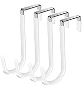 DINGEE Over Door Hanger Hooks for Hanging, 4 Packs Vinyl Coated Over The Door Heavy Duty Hook for...