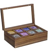 SeekElegant Acacia Tea Box Organizer Storage Box, 8 Compartments Wood Tea Organizer for Tea Bags,...