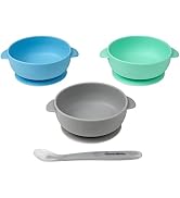 Upward Baby Bowls with Suction - 4 Piece Silicone Set with Spoon for Babies Kids Toddlers - BPA F...