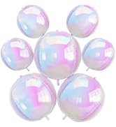 Froova Iridescent 4D Balloons 22/10 Inch Large Holographic Round Foil Ball Balloon Iridescent Myl...
