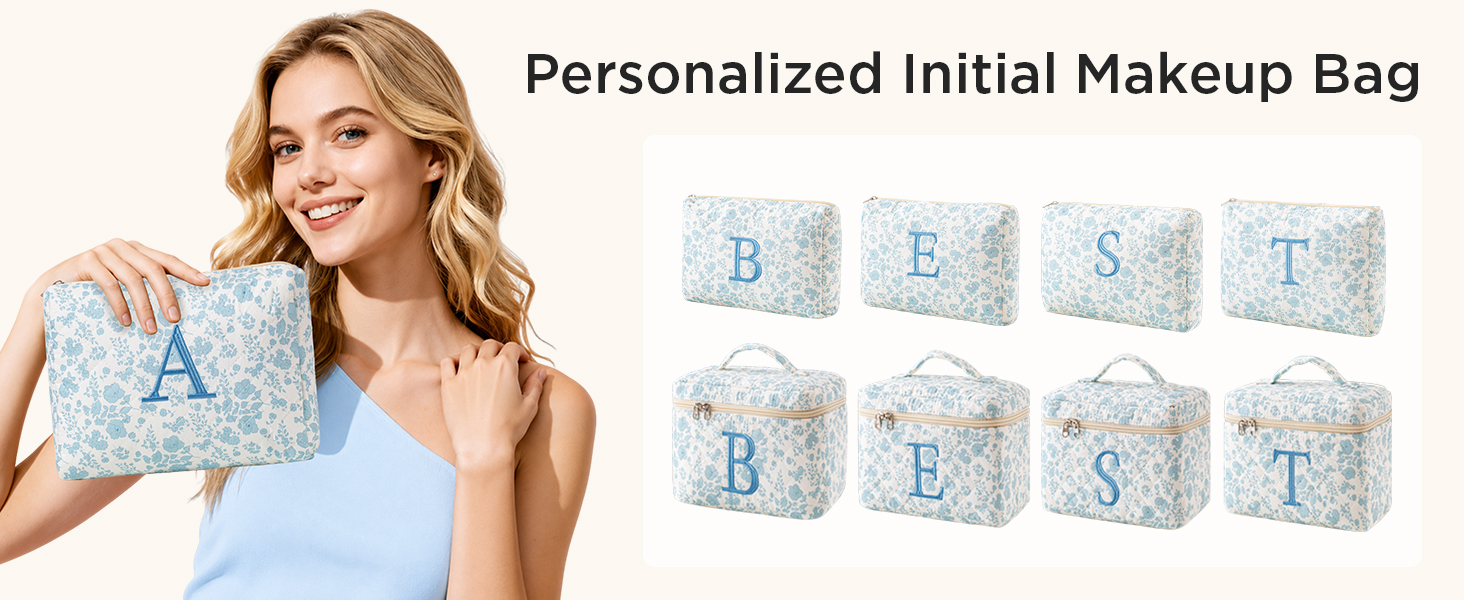 Personalized Makeup Bag travel makeup bag cute makeup bag quilted makeup bag initial makeup bag