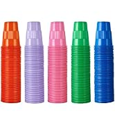 500 Pack 9 oz Plastic Cups, Disposable Drinking Cups in Assorted Colors, 9 oz Plastic Party Cups ...