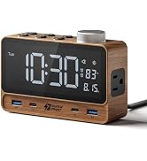 SUPERDANNY Alarm Clock with PD 20W, 4 USB Ports, Power Strip 2AC Outlets, Digital Alarm Clocks fo...