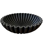 OAKOA Concrete Black Decorative Bowl for Home Decor - Black Fruit Bowl for Kitchen Counter - Blac...