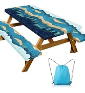 Picnic Table Cover with Bench Covers - Camping Essentials Camping Table Cover with Elastic Edges ...