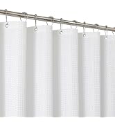 THAIGEE 2-in-1 Waterproof Fabric Shower Curtain - No Separate Liner Needed, Hotel-Style Waffle We...