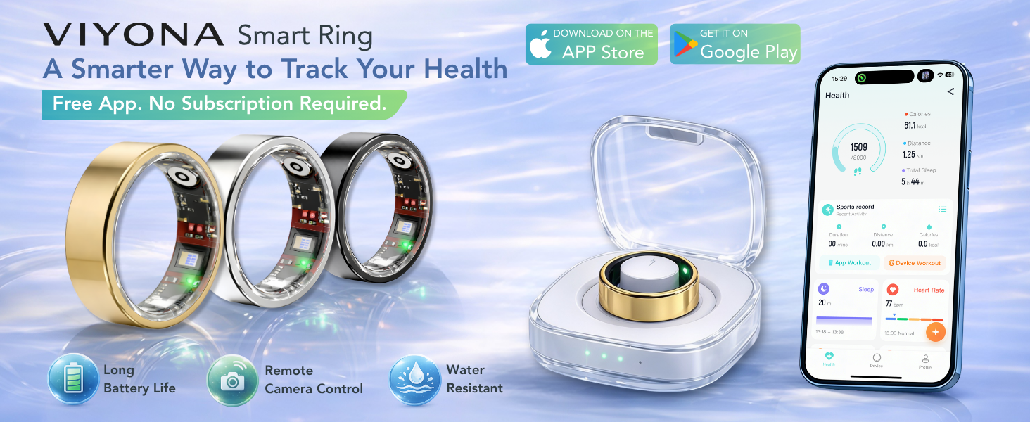Smart ring designed for everyday wear, tracking sleep, activity, and overall wellness.