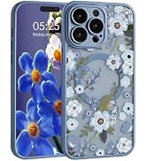 Uioeua for iPhone 13 Pro Magnetic Flower Case,Cute Clear Frosted Floral Pattern Design with Lens ...