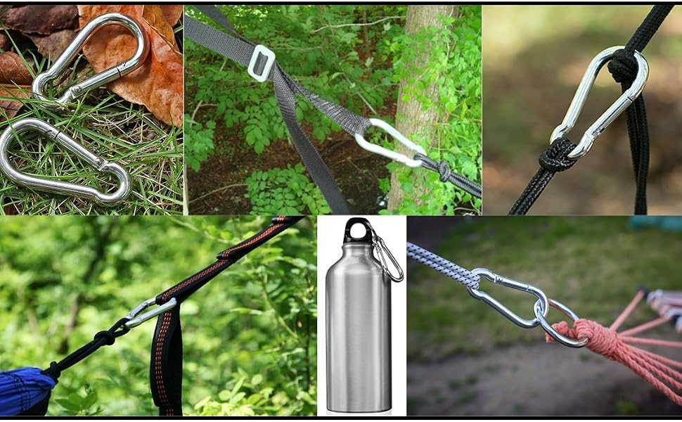 carabiner snap hook zinc galavanized steel keychain hiking fishing camping hunting heavy duty