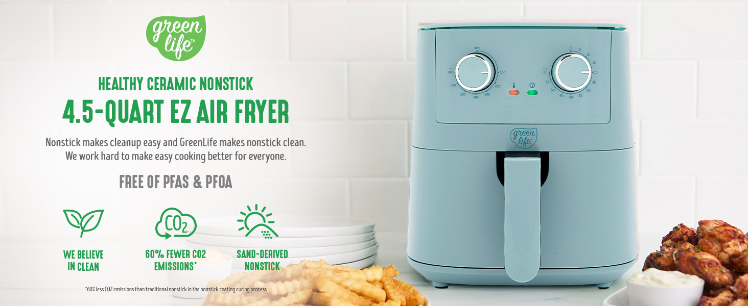 GreenLife, Ceramic Nonstick, PFAS-Free, Non-Toxic, Electrics, Air Fryer
