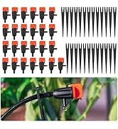Garden Irrigation Drippers with Support Stakes: 25 Pcs Drip Irrigation Emitters with 25 Pcs Suppo...