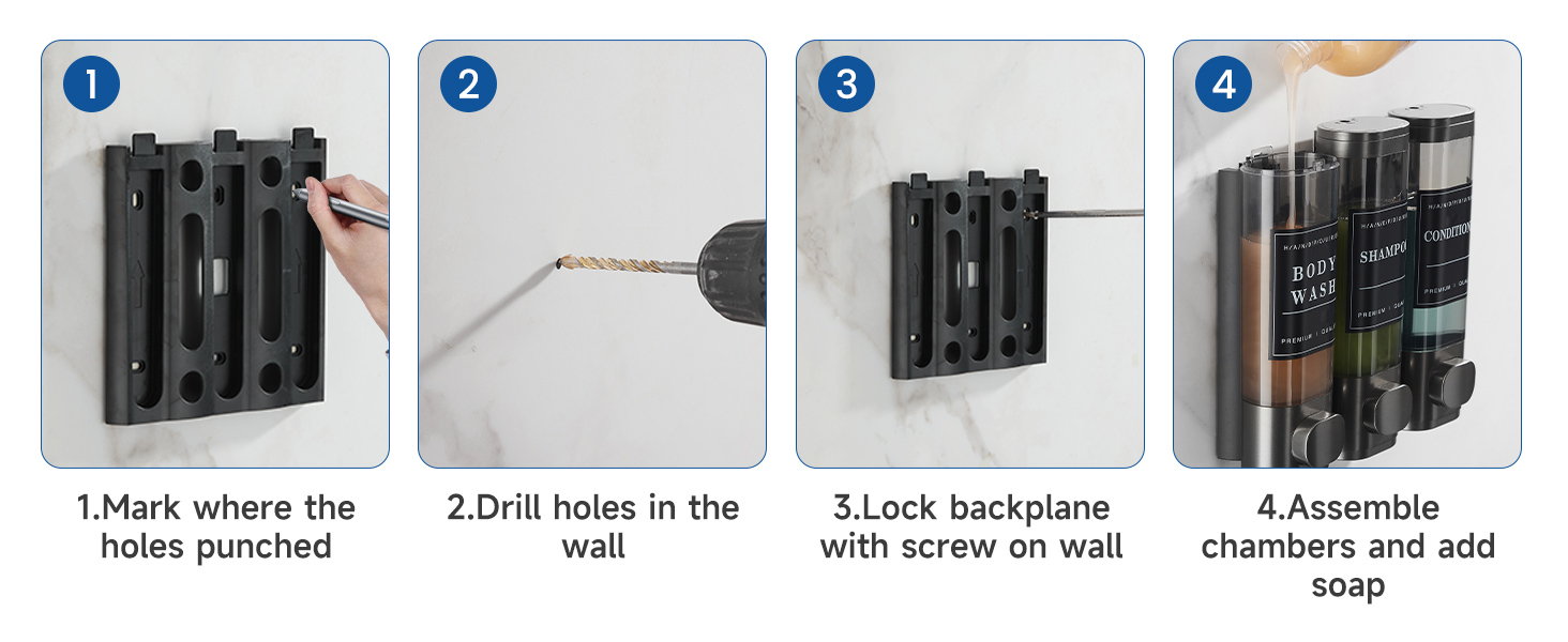shampoo and conditioner wall dispenser