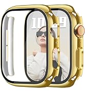 JR.DM 40mm 2 Pack Hard PC Case with HD Tempered Glass Screen Protector for Apple Watch Series 6/5...