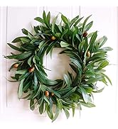 Wreath - Nearly Real, Olive Leaf: 17-Inches Rustic Farmhouse, Greenery Wreaths, Faux Foliage Wrea...