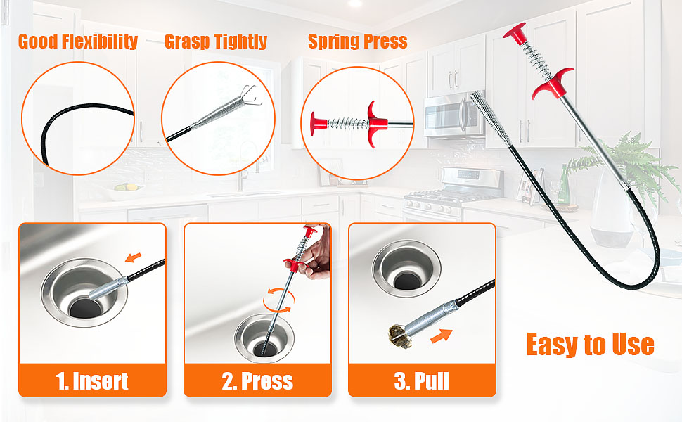 stainless steel drain cleaner sticks Clear pipe blockage