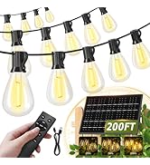 Amzrap 200FT Solar String Lights Outdoor Waterproof 72+2LED Bulbs, Solar Powered with Remote & US...
