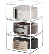 Hongtuocb 3 Layers Clear Square Acrylic Belt Organizer for Closet, Belt Holder for Accessories, S...