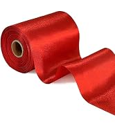 TONIFUL 4 Inch x 22Yards Wide Red Satin Ribbon Solid Fabric Large Ribbon for Cutting Ceremony Kit...