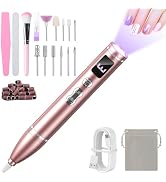 Urbuti Cordless Electric Nail Drill with UV Light Lamp,Portable Nail File for Acrylic Gel Nails,L...