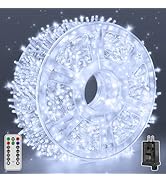 Guhope Christmas Lights 1200LED 196FT, Waterproof Outdoor String Lights with Remote and Timer, 8 ...