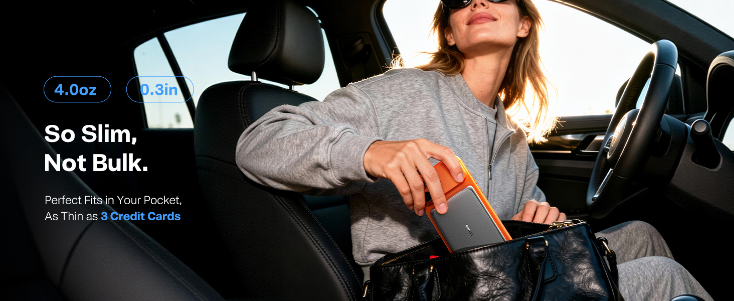 Slim Magnetic Charger,Travel Essential,Lightweight for Car; Flights,Compact Size,Easy Portability.