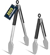 Hotec Stainless Steel Kitchen Tongs Grill Tongs Set of 2-9" and 12", Barbecue Tongs Locking Metal...