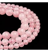 Filluck Natural Crystal Beads 8mm Rose Quartz Polished Round Smooth Gemstone Beads for Jewelry Ma...