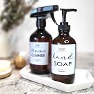 Hand Soap and all purpose cleaner labels on Amber glass bottles