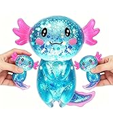 Jiezipeasy Axolotl Fidget Toy, Soft Squishy Stress Relief Toy for Adults and Kids, Glitter Sensor...