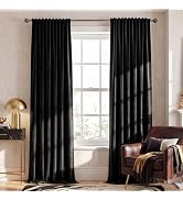 NICETOWN Black Velvet Curtains 84 inch Long 2 Panels, Rod Pocket & Back Tab Heavyweight Luxury Bl...