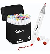 Caliart Alcohol Based Markers, 52 Colors Art Marker Set Fine & Chisel Dual Tip, Permanent Colored...