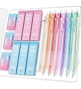 WUO Cute Mechanical Pencil Set with Case, 6-Pack 0.5/0.7mm | 360 HB Leads, 3 Jelly Erasers, 10 Er...