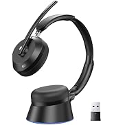 Waxop Wireless Headset with Mic for Work, Bluetooth Headset with Noise Cancelling Microphone, Cha...
