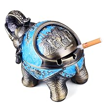 Elephant Windproof Décor Ashtray with Lid for Cigarette Metal Weed Indoor Outdoor Ash Holder Smoker