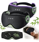 LC-dolida 2 Pack Bluetooth Sleep Mask, Bamboo Cotton 3D Blackout Contoured Bluetooth Sleep Headph...