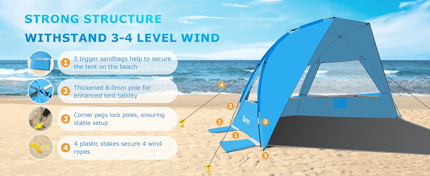 windproof beach sun shade