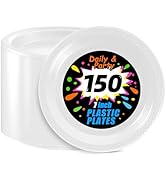 WELLIFE 7 Inch White Dessert Plates 150 Count, White Plastic Disposable Plates for Party Dessert ...
