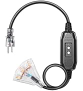 DEWENWILS 3 FT Automatic GFCI Extension Cord Outdoor, 12/3 Gauge Extension Cord for Multiple Appl...