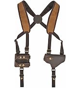 Tourbon Canvas & Leather Horizontal Shoulder Holster System with Double Magazine Pouch for Right ...