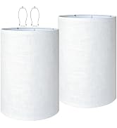 Qvtekn Drum Lamp Shades Set of 2, Beige Linen, 10"Top/bottomx13" High | Soft ivory-toned fabric d...