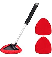 Windshield Window Cleaner Tool, Unbreakable Extendable Long-Reach Handle, Unique Pivoting Triangu...