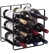 Buruis 9 Bottles Metal Wine Rack, Free-Standing Cabinet Water Bottle and Wine Rack Storage Organi...