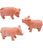 3Pcs Pink Pig Figurines, Mini Animal Cake Toppers, Fairy Garden Decor, Collectible for Birthday a...