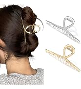 Brinie Hair Claw Clips Large Gold Hair Claw Non-Slip Hair Catch Barrette Jaw Clamp Metal Cross Ba...