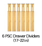 Ryqtop Bamboo Drawer Dividers,17-22" Adjustable Kitchen Drawer Organizer for Clothes,6 Pack Expan...